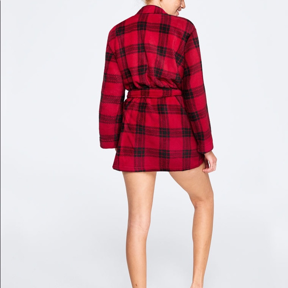 Victoria Secret Cozy Sherpa Robe Red Buffalo Plaid